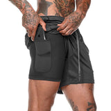 Men 2 in 1 Running Shorts Jogging Gym Fitness Training Quick Dry