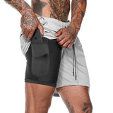 Men 2 in 1 Running Shorts Jogging Gym Fitness Training Quick Dry - Urbanarrivals