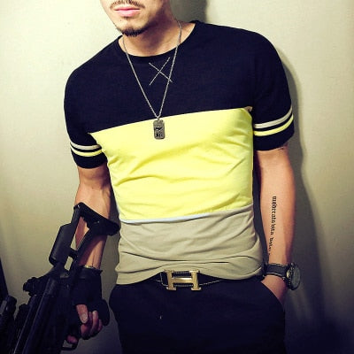 Casual Patchwork Men T-Shirt - Urbanarrivals